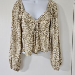 Womens Top Fairy Grunge Cottage Y2K Whimsical Floral Babydoll Boho Puff Sleeve